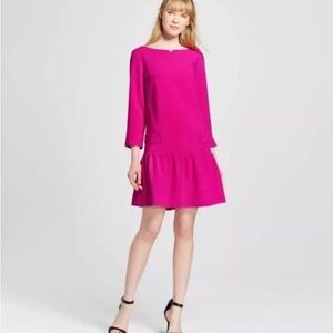 Victoria Beckham Pink 3/4 Sleeve Shift Dress